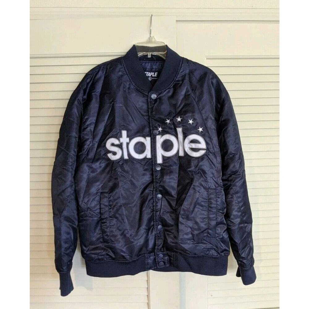 Staple Bomber Blue Jacket Button Snaps Outdoors Stylish Men's Size XL